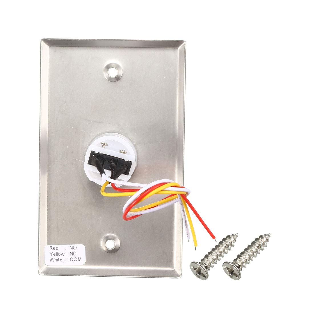 Bouton de déverrouillage de Porte, Bouton Poussoir for Sortir, Interrupteur NO/NC/COM réinitialisable for Panneau de contrôle d'accès, 115mm x 70mm, 12V 3A, en Acier Inoxydable