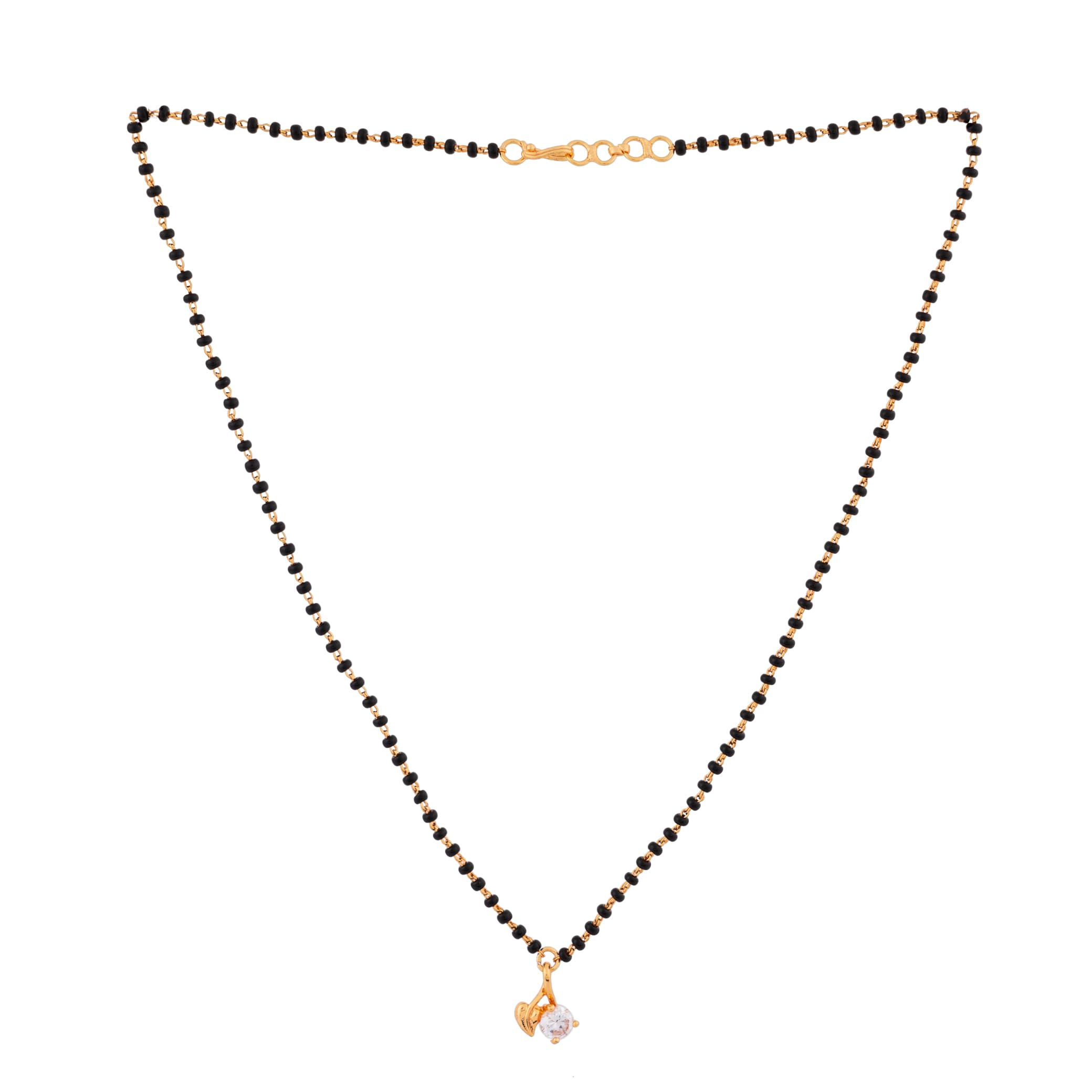 Radhas Creations black beads Mangalsutra karimani 18" SHORT with White stone pendant one gram gold No.146 (B0CNM773FV) Amazon Price History, Amazon Price Tracker