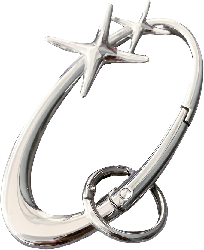 Y2K Cute Star Carabiner Clip, Silver Alloy Starfish Keychain Cool