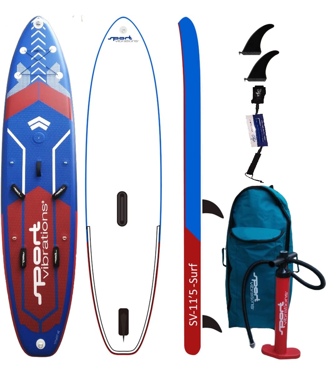 Sportowe wibracje 11'5" SURF Multisport x 31" x 6" Wind SUP Standup Paddle Board, SUP nadmuchiwana deska SUP z SUPwave.de Coil-Leash Stand Up Paddle Board iSUP Sport Vibration