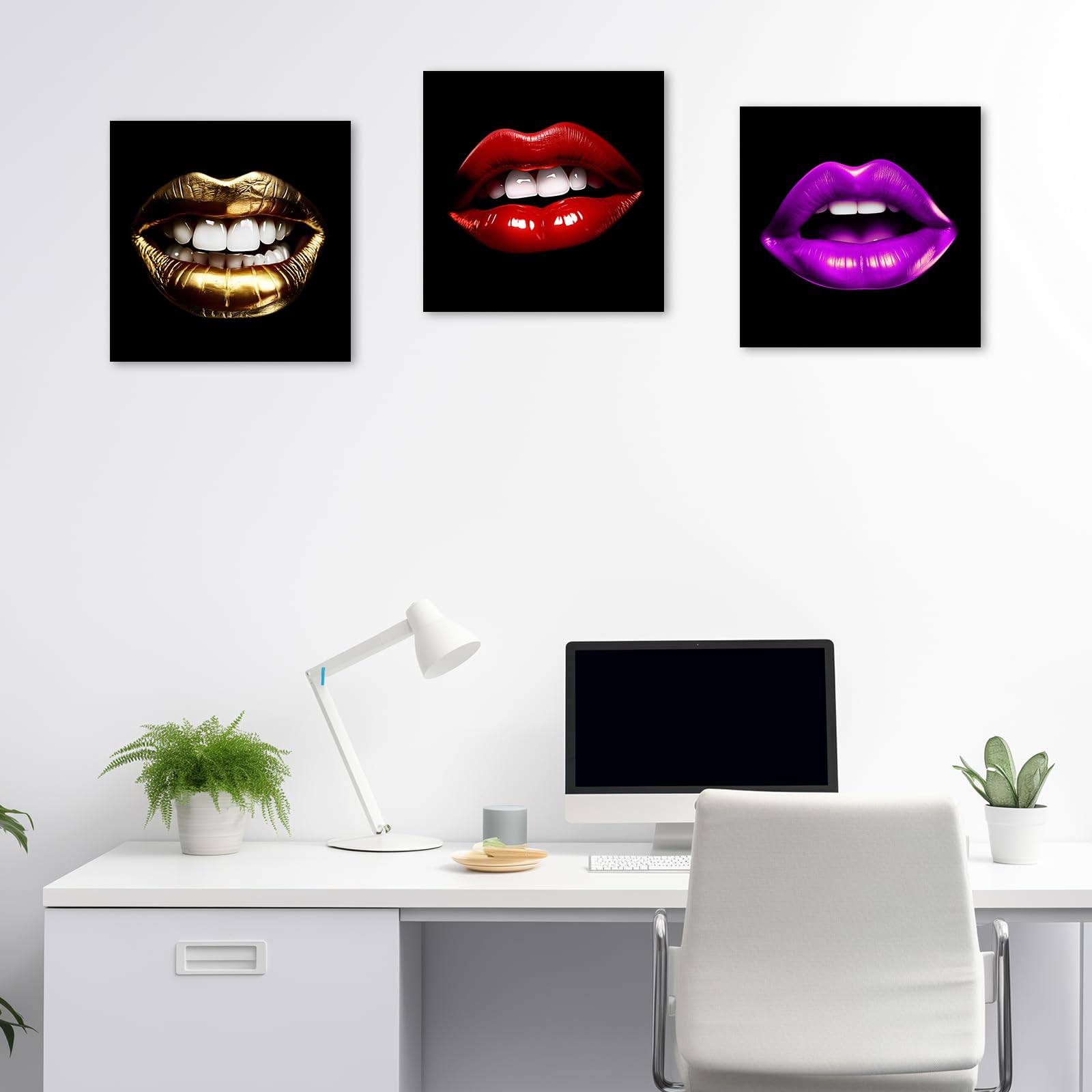 ポップアート アクリル画　目と唇の絵 ポップアート アクリル画 目と唇の絵