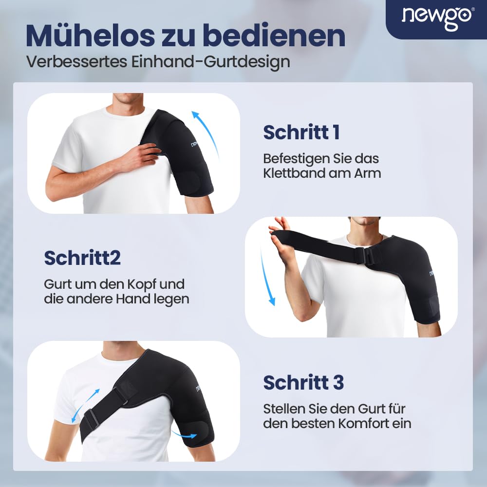 NEWGO DE Groß Schulter-Eisbeutel, wiederverwendbar, Heiß- und Kaltkompresse, Eisbeutel für Verletzungen der Rotatorenmanschette, verrenkte Gelenke, Schleimbeutelentzündung, Sehnenscheidenentzündung