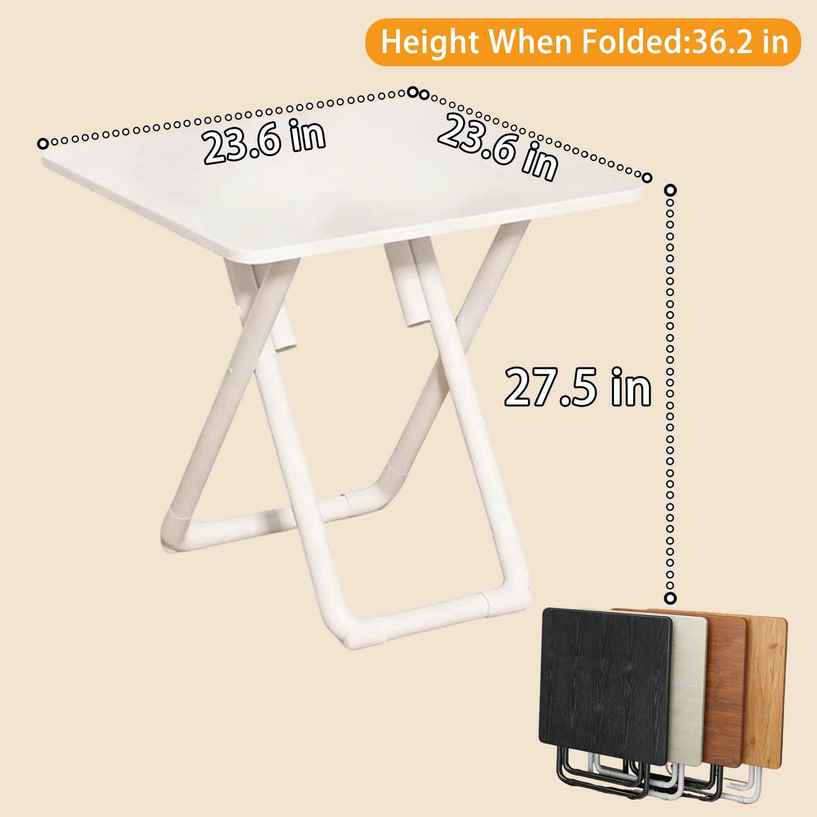 Tavolo da pranzo portatile espandibile, moderno, design rotondo e quadrato, salvaspazio, elegante per uso interno ed esterno, compatto, 60 cm, bianco