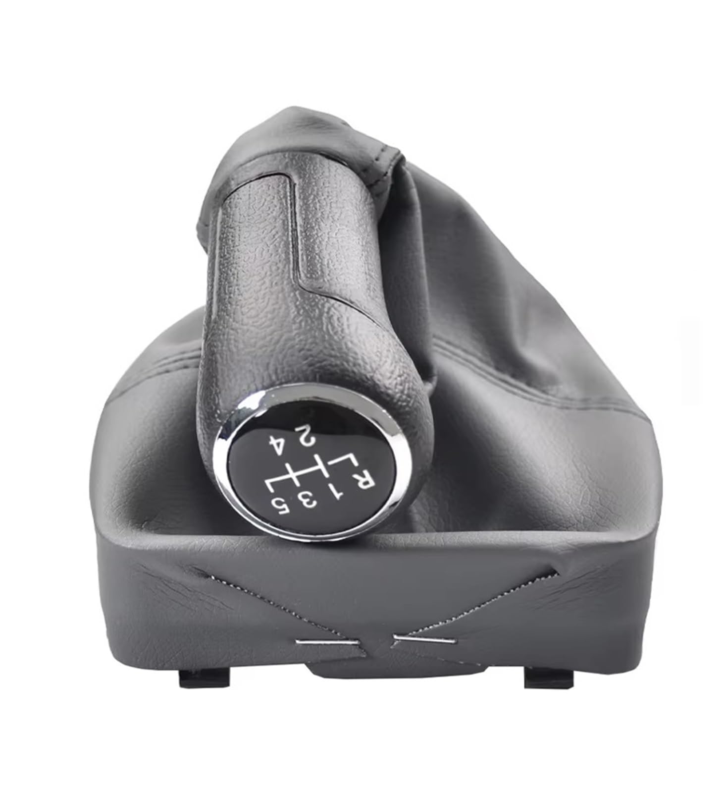 OUVECR Car Shift Gear Knob Handle for VW for Polo 9N 9N2 9N3 2002-2009 Gear Shift Knob Lever Shifter PU Leather Gaitor Boot Gear Shift Cover(Grey Leather)