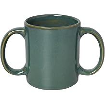 ANCIENT IMPEX Dual Handle Mug | Double Grip Easy-Hold Ceramic Cup to Aid Tremors & Arthritis | 350 ml 11.83 Fl Oz | Secure Grip Elegant Green Mug Microwave Safe