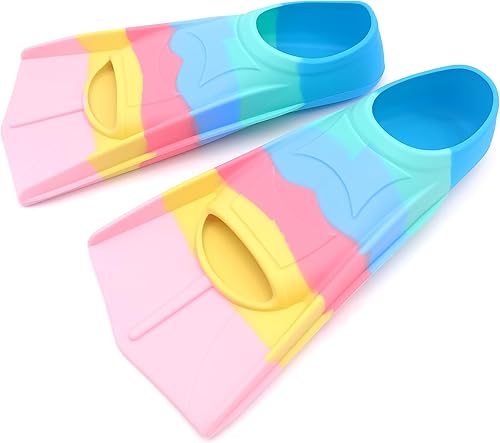 Miniatura 70 de Aletas de natación para niños, cómodas aletas de silicona para nadar y bucear, tamaño adecuado para principiantes, niños, niñas, niños y adultos