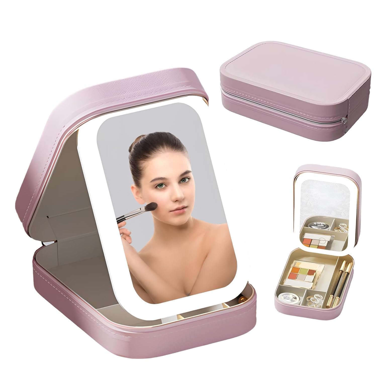 Makeup Vanity Mirror Tri-fold Makeup Mirror with Lights Lighted Makeup Mirror with Magnification Portable LED Travel Vanity Mirror with Light Modes and Adjustable Brightness-image-14