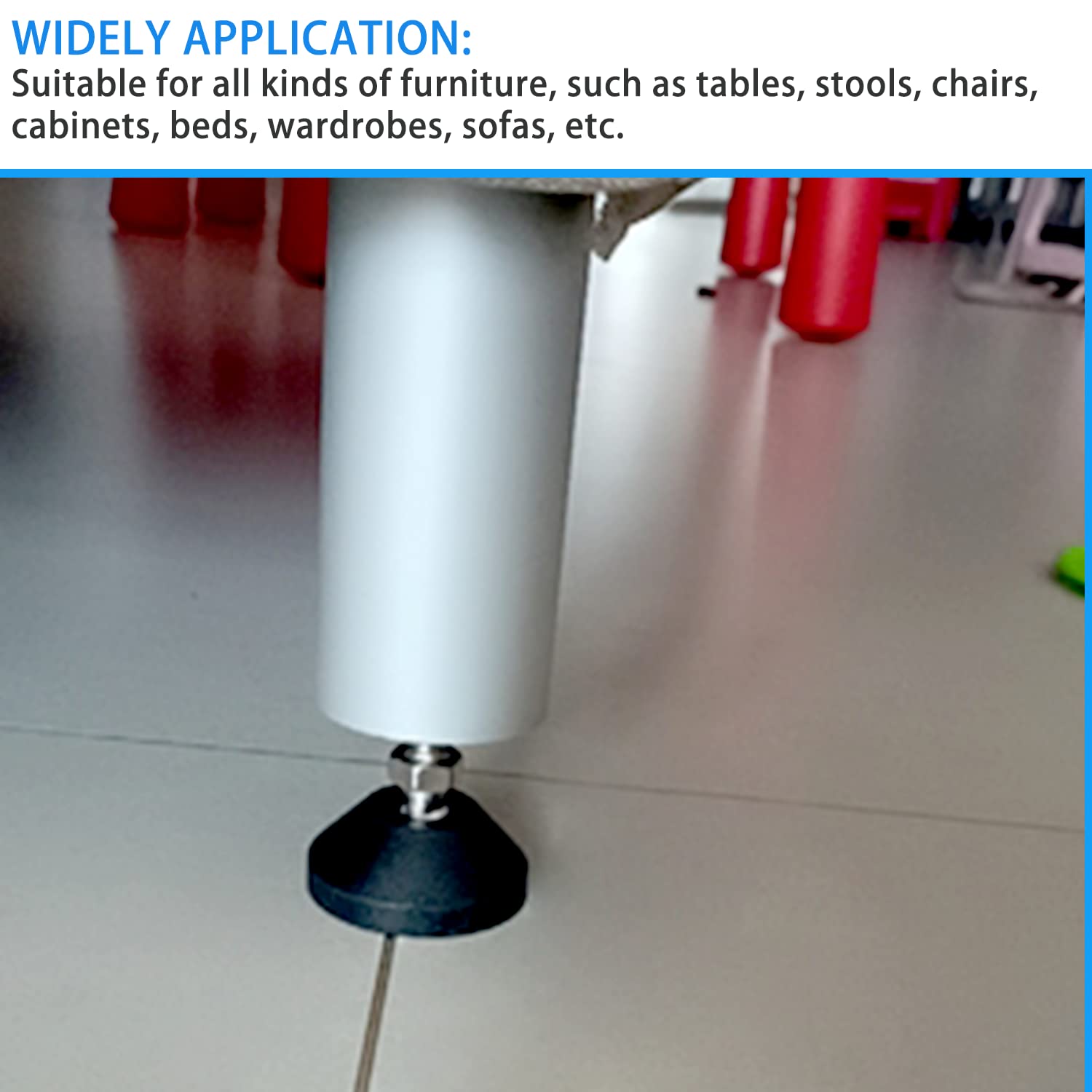 4 Piedini Regolabili Per Mobili M8x50mm - Altezza 35-75mm, Base Larga 40mm - Foto 8