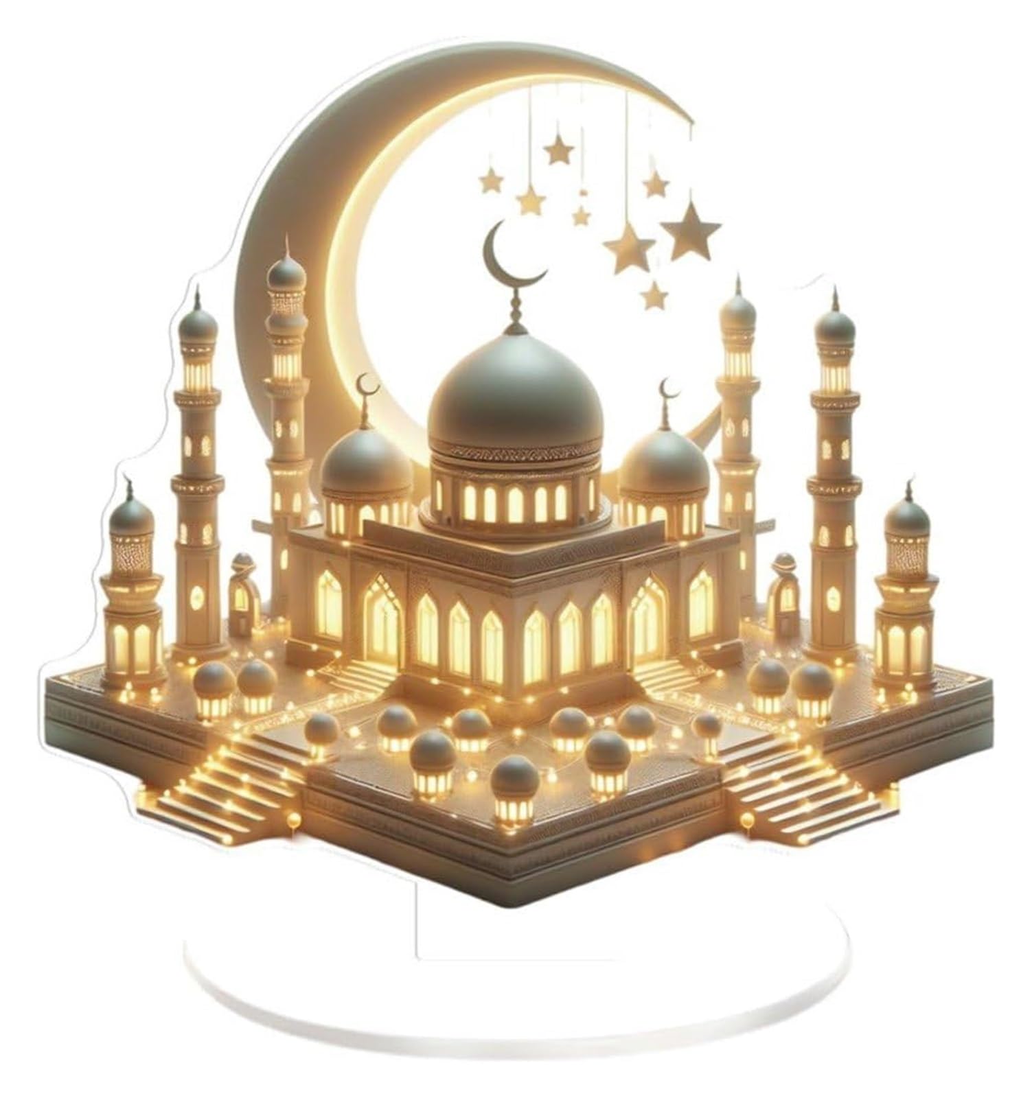 Ptrecniok Ramadan Decorations For Home Table， Ramadan Moon Castle Ornament Acrylic Desktop 2d Eid Mubarak Decor Islamic Muslim