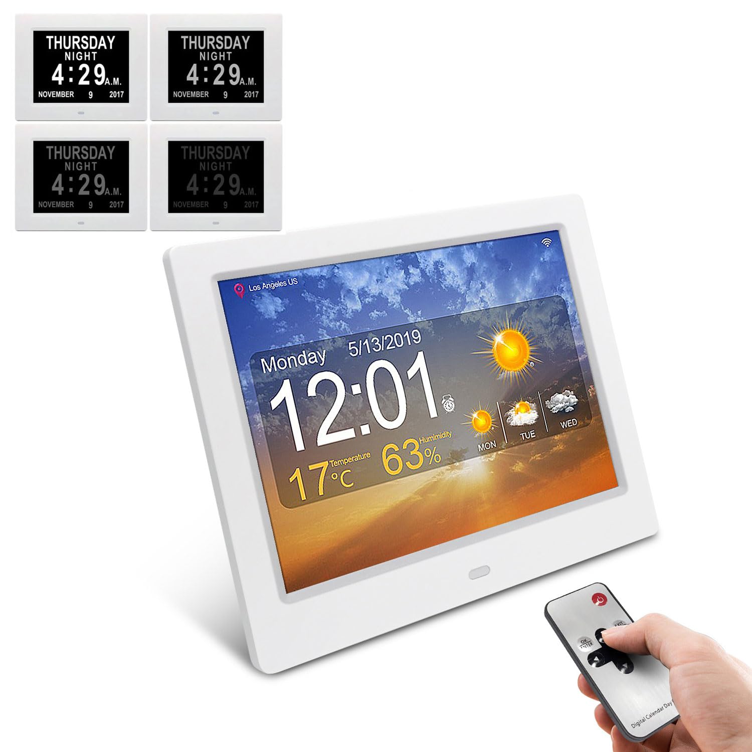 Reloj Meteorológico WiFi De 10 Pulgadas, Pronóstico del Tiempo 9 Modos De Visualización, 5 Despertadores, 4 Niveles De Brillo Ajustable, con Reloj Humidificador De Temperatura Meteorológica