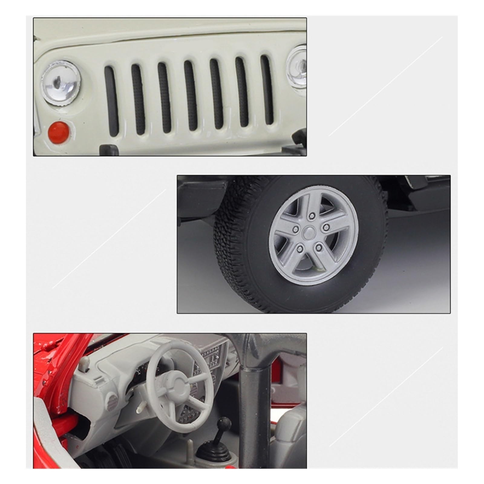 Model samochodu terenowego ze stopu odlewanego ciśnieniowo i metalowa zabawka dla Wrangler Rubicon Del, w skali 1:24 (Red 1, bez pudełka)