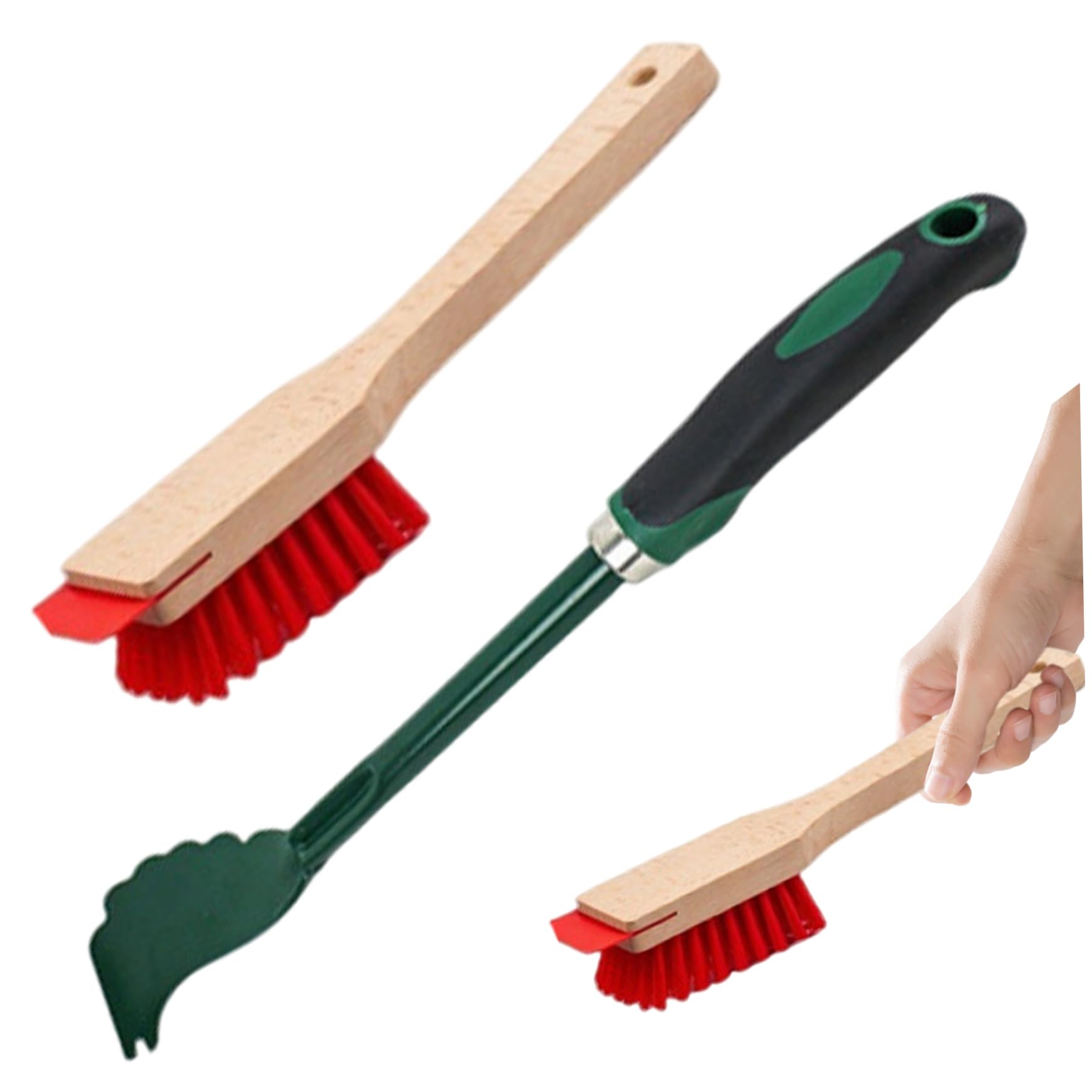 Raschietto per Tosaerba e Spazzola a setole rigide con Manico, Strumento di Pulizia Portatile per Tosaerba, Spazzola per Esterni da Giardino per Rimuovere Sporco, e detriti