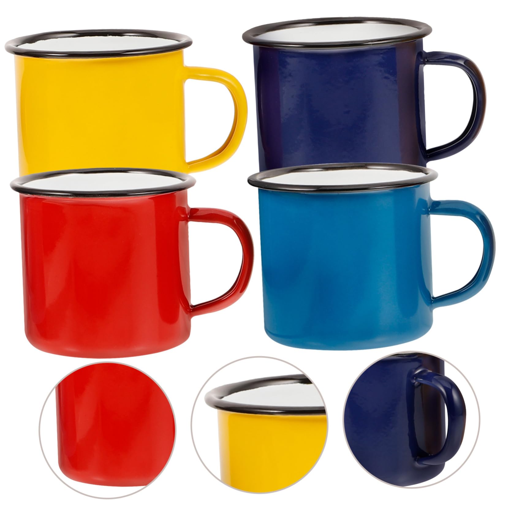 4stücke Teiliges Retro Emaille Trinkbecher Handliche Camping Für Kaffee Tee Milch Für Outdoor-aktivitäten Und Frühstück Zu Hause