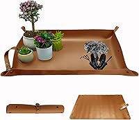 WondMall Waterproof Leather Plant Repotting Mat 30x18 - Indoor Succulent Potting Tray with Buckles for Mess-Free Transplanting