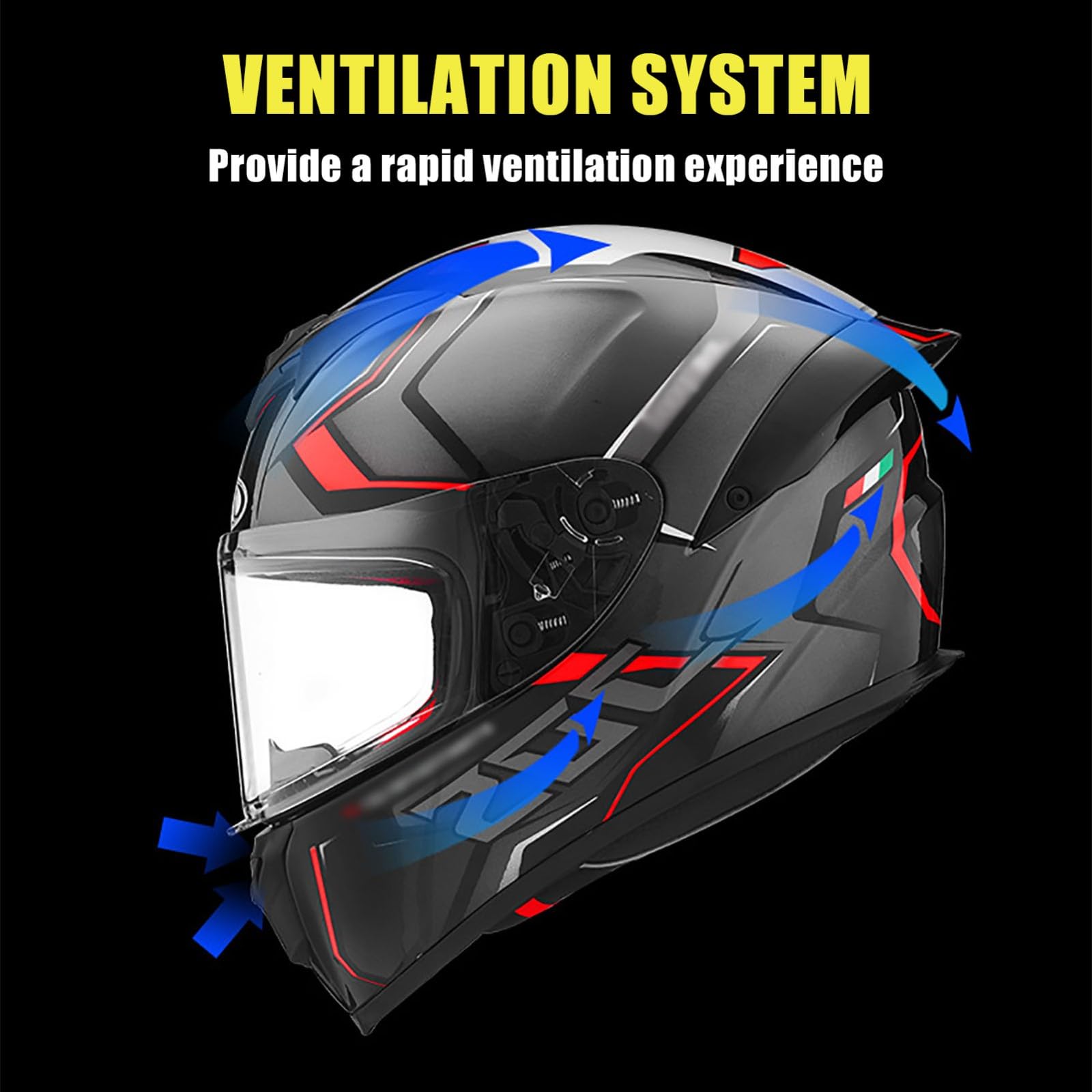 Kaski motocyklowe, Kask motocyklowy integralny ECE 22.06 Zatwierdzony dla mężczyzn i kobiet do jazdy na rowerze szosowym, skuterze, motorowerze(K,L/(56~57cm))