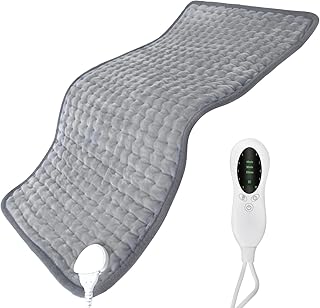 Electric Heating Pad for Back Shoulder Neak Waist Pain, 12''x24'' Heating Pad for Cramps Relief, 10 Temperature Settings a...