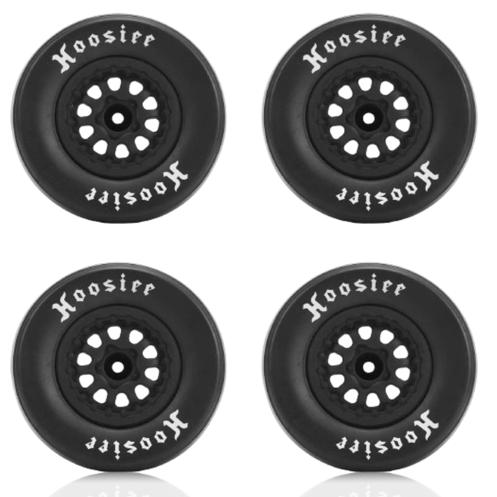 HERCHR 4Pcs RC Rubber Tires, Plastic Wheels Rim 12mm Hex Hub 102mm RC Tires, Strong Shock Absorption & Excellent Grip, Compatible with 1/10 Off Road