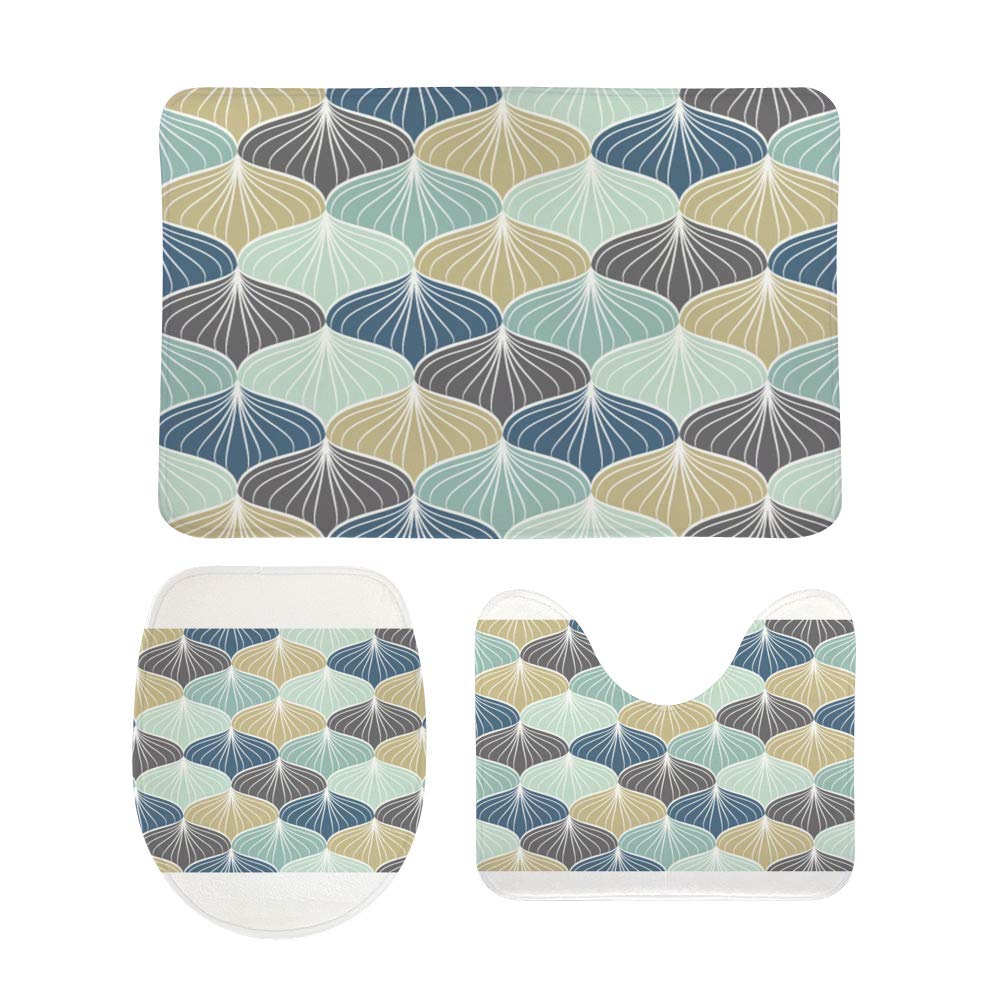 Tapis de sol en forme de U lavables et ensemble de bain antidérapant 3 pièces