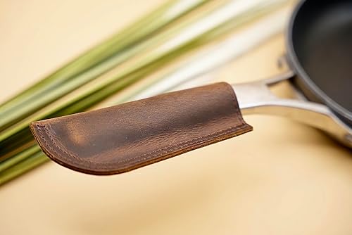 Miniatura 3 de Cubierta de mango de hierro fundido personalizada, Cubierta de mango de sartén de hierro fundido personalizada de cuero, Mangas de mango de soporte