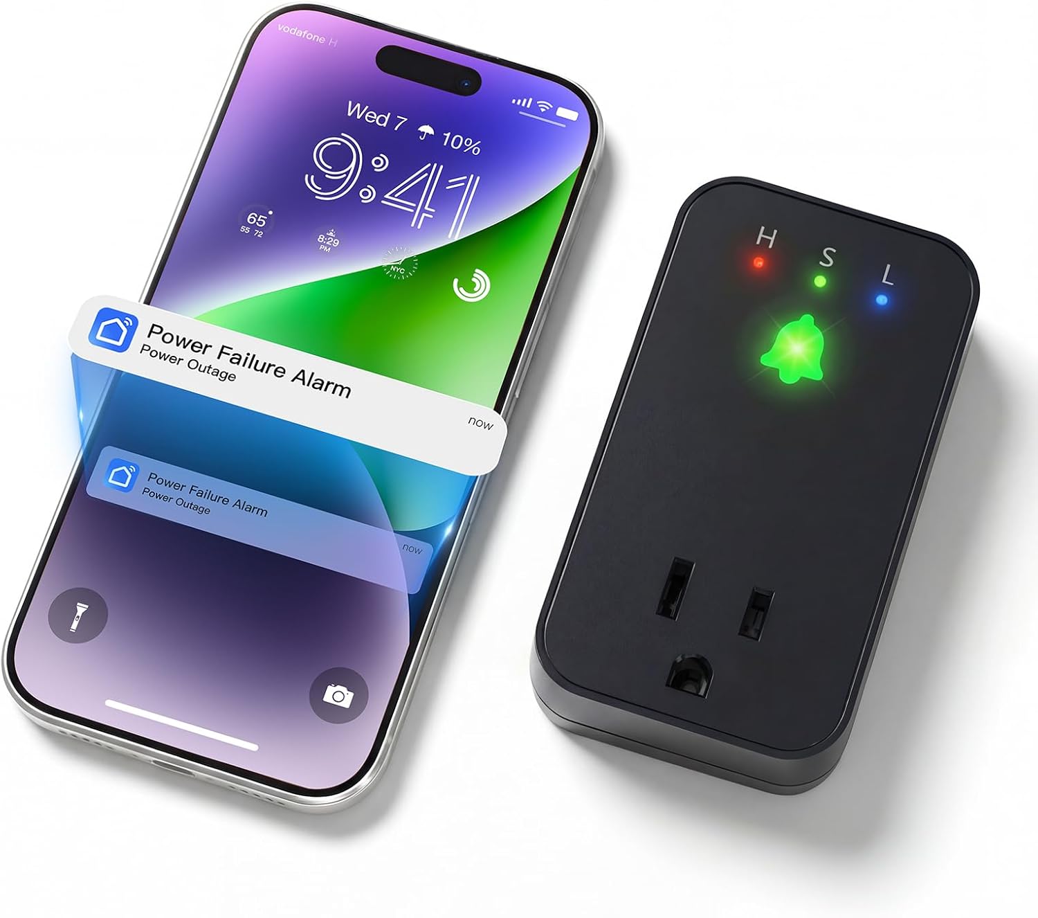 Power Failure Alarm WiFi, Smart Freezer Alarm with Free App Notifications, Power Outage Alarm Monitor with Loud 110dB & LED Indicator & Voltage Detection for GFCI Trips, Aquarium, Sump Pump