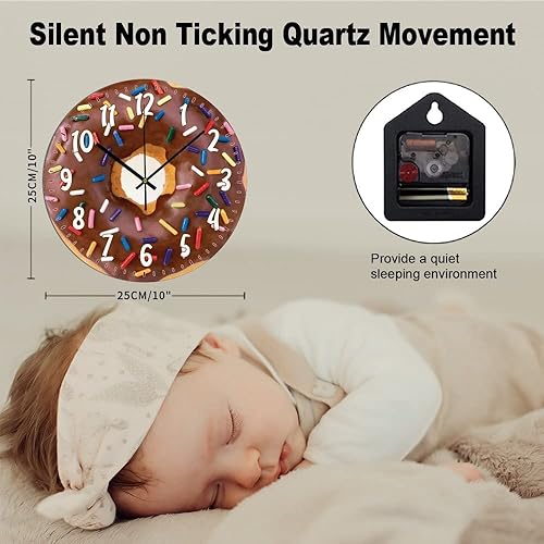 Miniatura 5 de ArogGeld Reloj de pared con diseño de palomitas de maíz, bonito reloj de pared vintage para sala de cine de 15 pulgadas, funciona con pilas, reloj