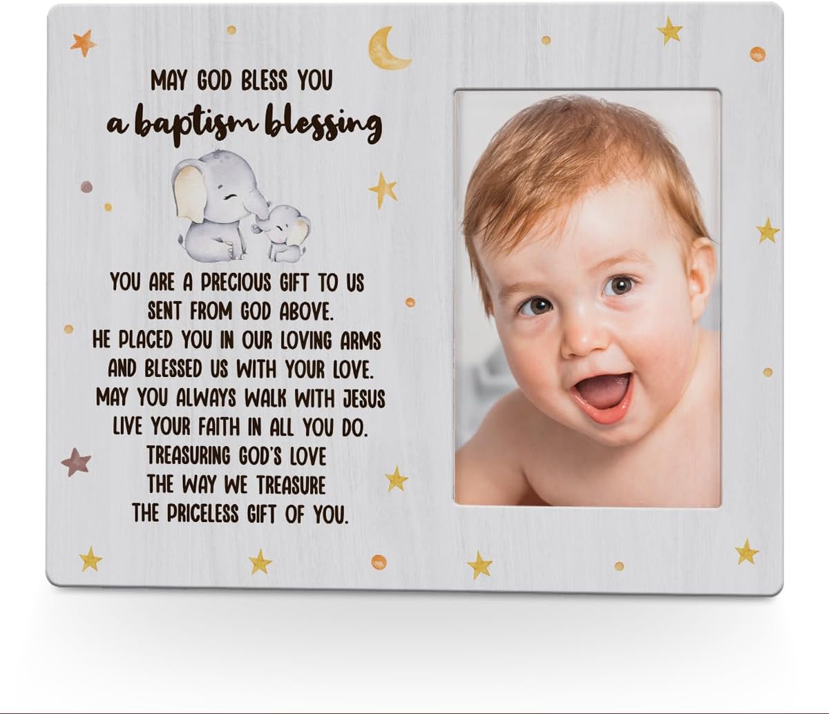 DJHUNG Baptism Gifts for Boys Girls Blessing Picture Frame