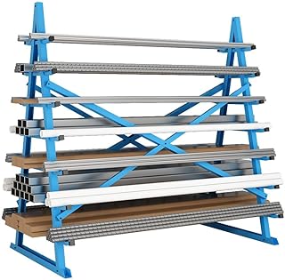 Yeeoy Steel Horizontal Storage Rack, 7 Tier Detachable Lumber Storage Rack, Heavy Duty Adjustable Pipe Rack Lumber Organizer Shelf for Garage Workshop Shed Basement, Blue