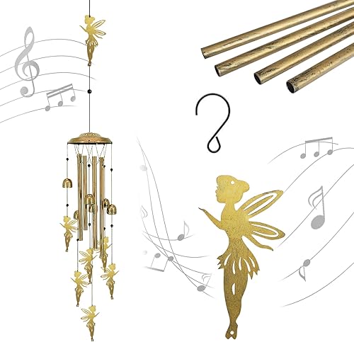 Campanillas de viento únicas para exteriores  Campanillas de viento grandes de hadas para decoración al aire libre, hogar, césped, porche, patio,