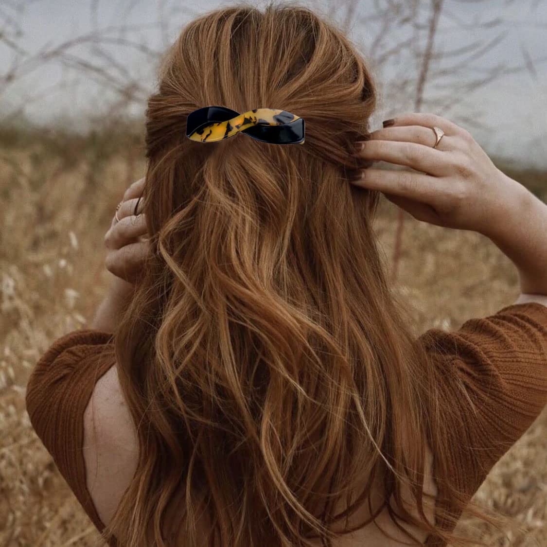 3 Pieces Hair Barrettes for Women, Medium Interweave Wider Hair Clips Hair Accessories for Thick Curly Fine Updo Hair (Leopard Print&Tortoise Shell&Burgundy) - Image 4