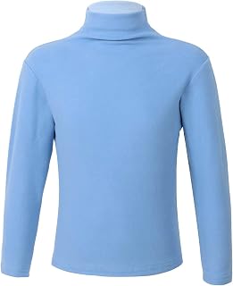 Hansber Kids Boys Girls Thermal Underwear Tops Turtleneck Long Sleeve T-Shirts Solid Color Pullover Base Layer Tops