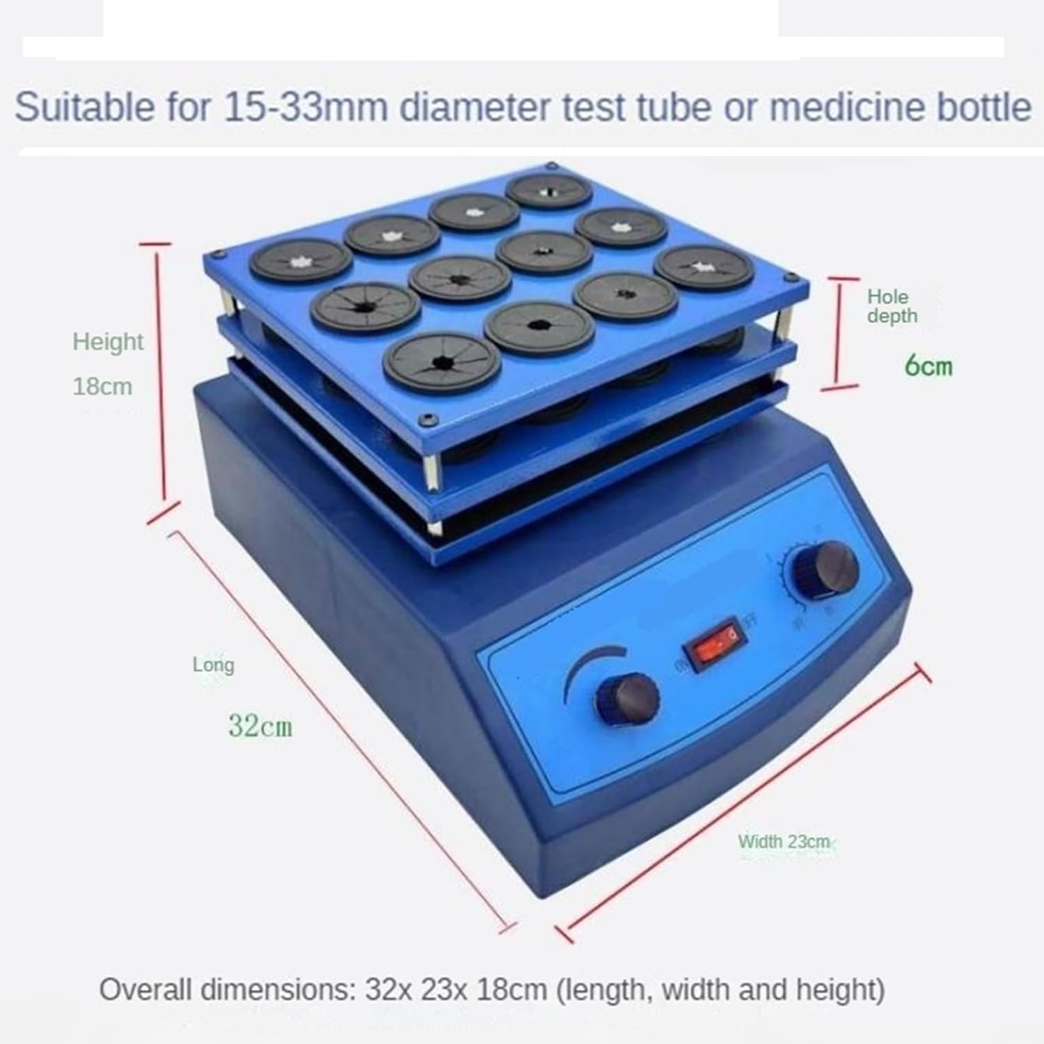 Mikser wielorurowy do laboratorium, 800-2800 obr./min, timer 0-15 min, szybkie mieszanie do probówek 10 ml - 50 ml, wydajny sprzęt laboratoryjny