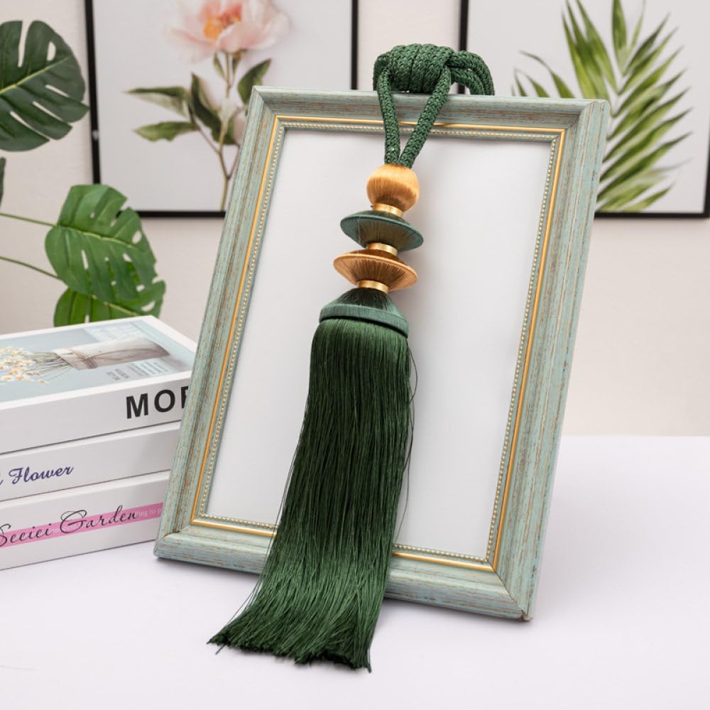 Xeijayi Dark Green Curtains Tiebacks,2 Pack Tassel Curtain Tiebacks Curtain Holdbacks Curtain Ties Rope Weave Rope Tie Backs For Drapes(Dark Green)