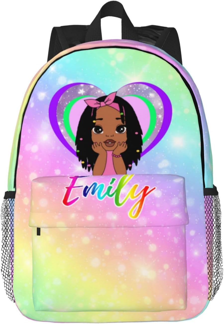 Custom Backpack for Girls with Name,Personalized Kids School Bookbag with Lunch Box Love girl,Customized Children Elementary Shoulder Bag Schoolbag Fashion Unique Gift for Daughter