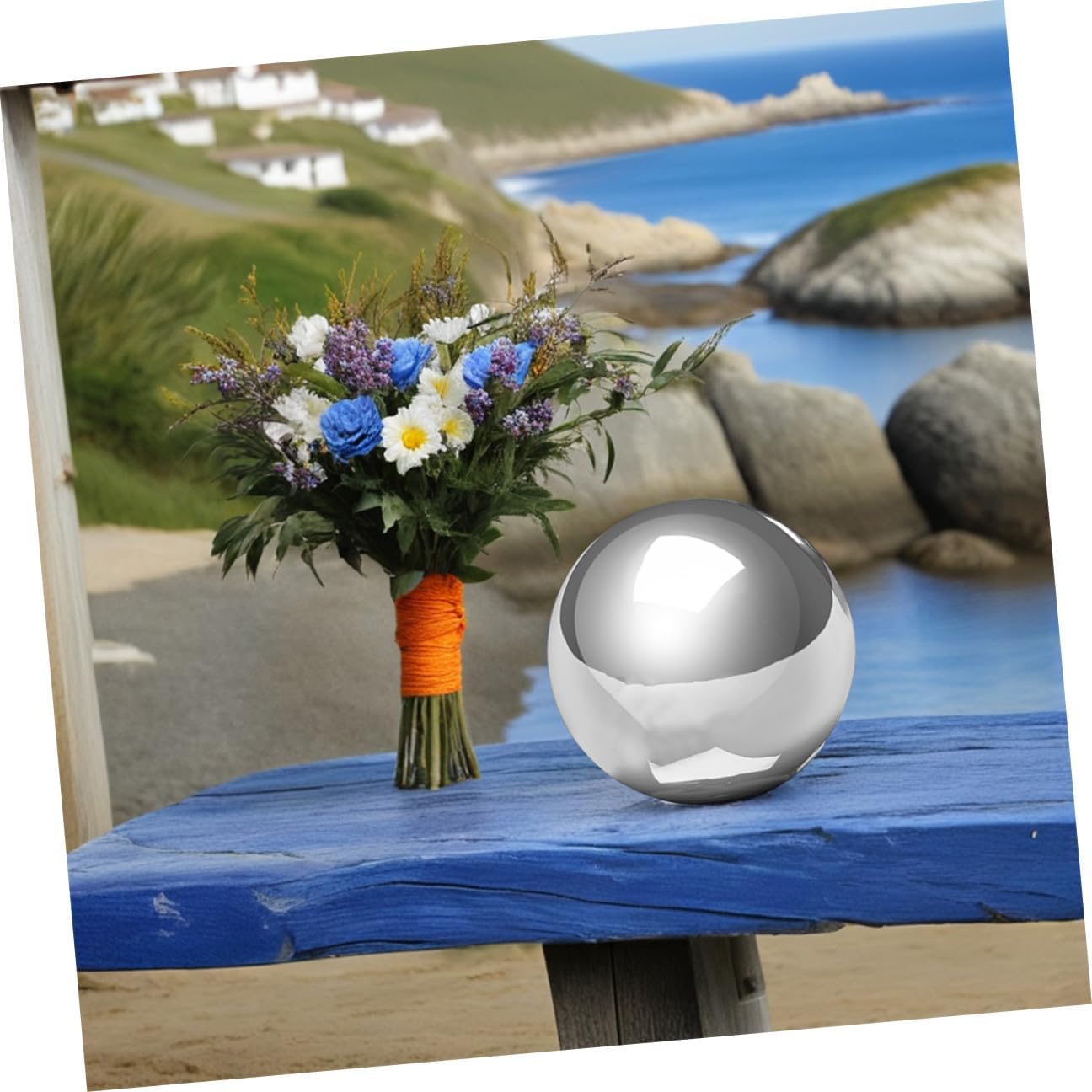 OSALADI Stainless Steel Gazing Globe Mirror Ball for Garden Outdoor Decoration 20cm Polished Reflective Sphere Metal Orb Lawn Sculpture