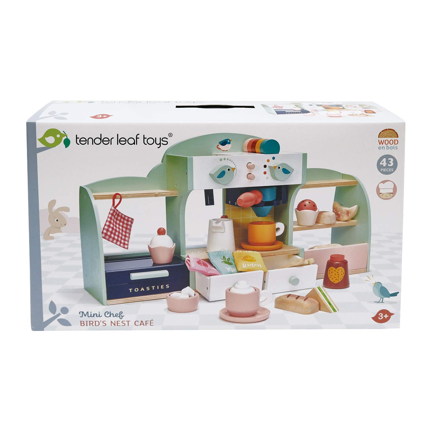 Birds Nest Café - Cafetería de juego de simulación integral de 40 piezas para niños, juego de panadería y café con accesorios - Promueve el desarrollo de habilidades imaginativas y 8