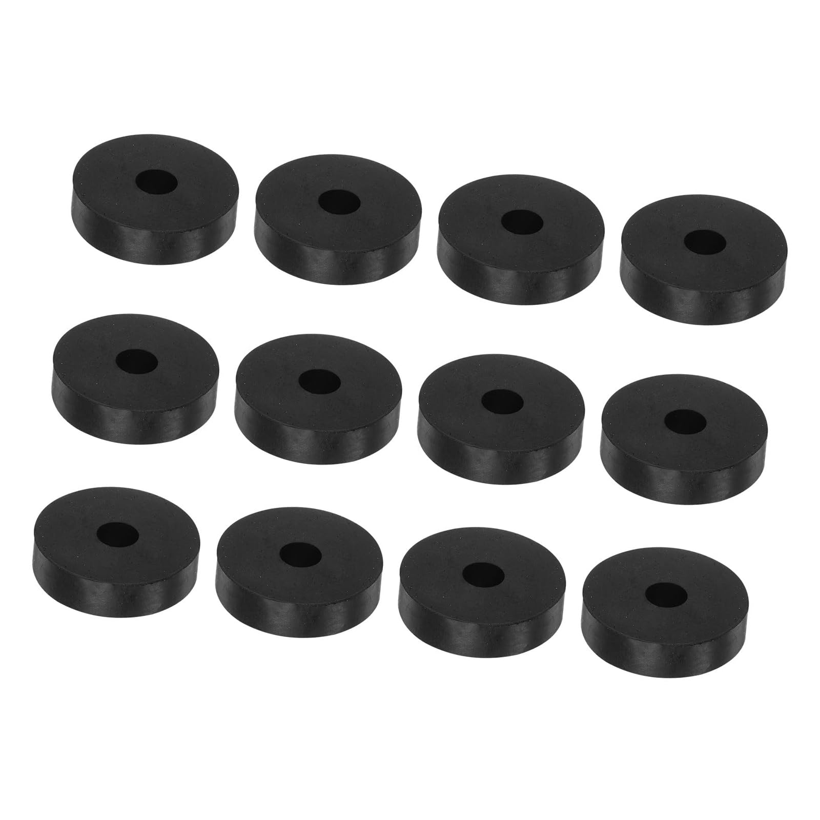 Unifizz 12PCS Rubber Spacer 1.57 Inch OD 0.4 Inch ID 0.4 Inch Thick Neoprene Round Anti Vibration Isolation Pads Isolator Rubber Washers Bushings for Home Cars Boat Accessories Black