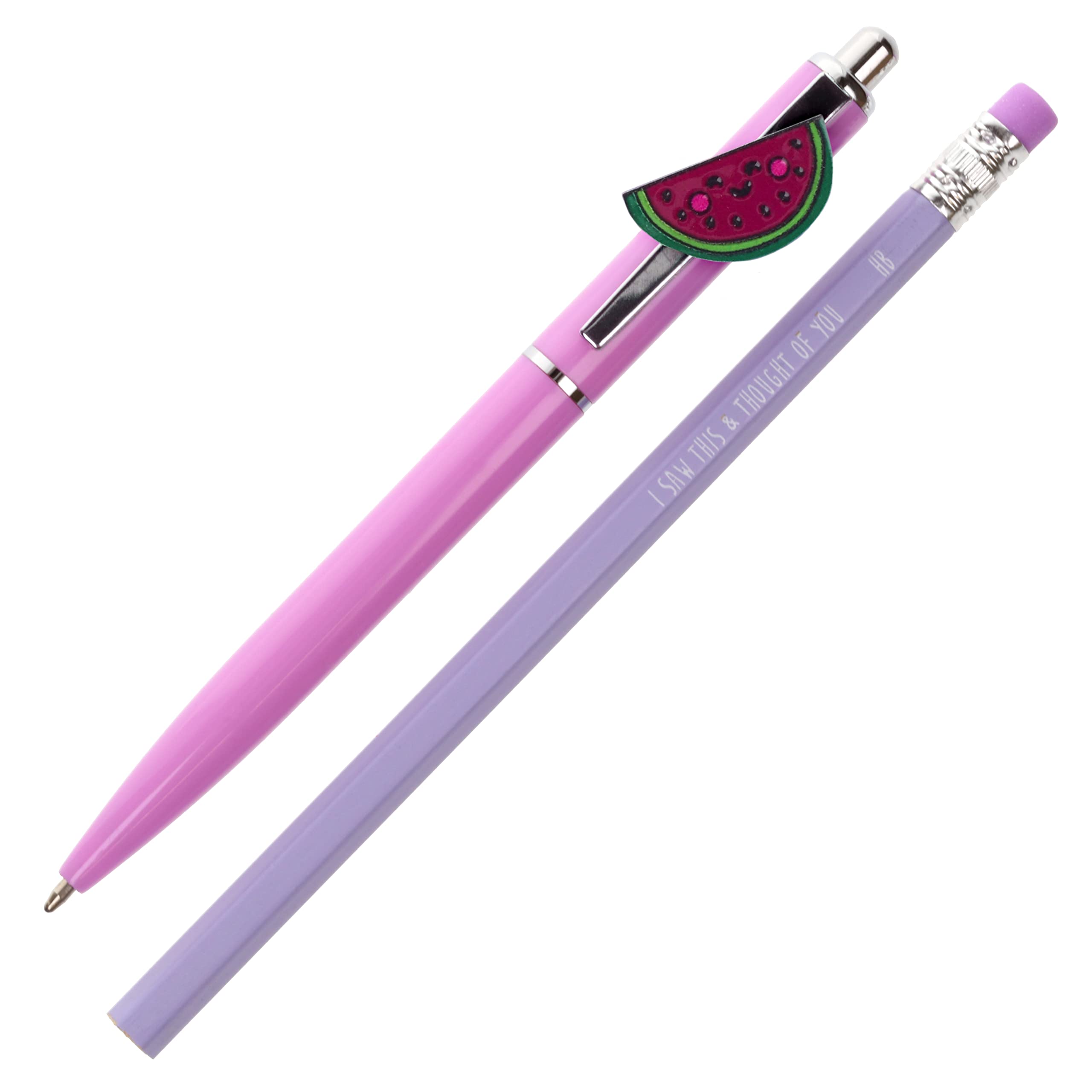 Stands Out, Supplying Outstanding Gifts Watermelon Smiley Pen and Pencil Set Kids Charm Topper School Stationary Kits Gift
