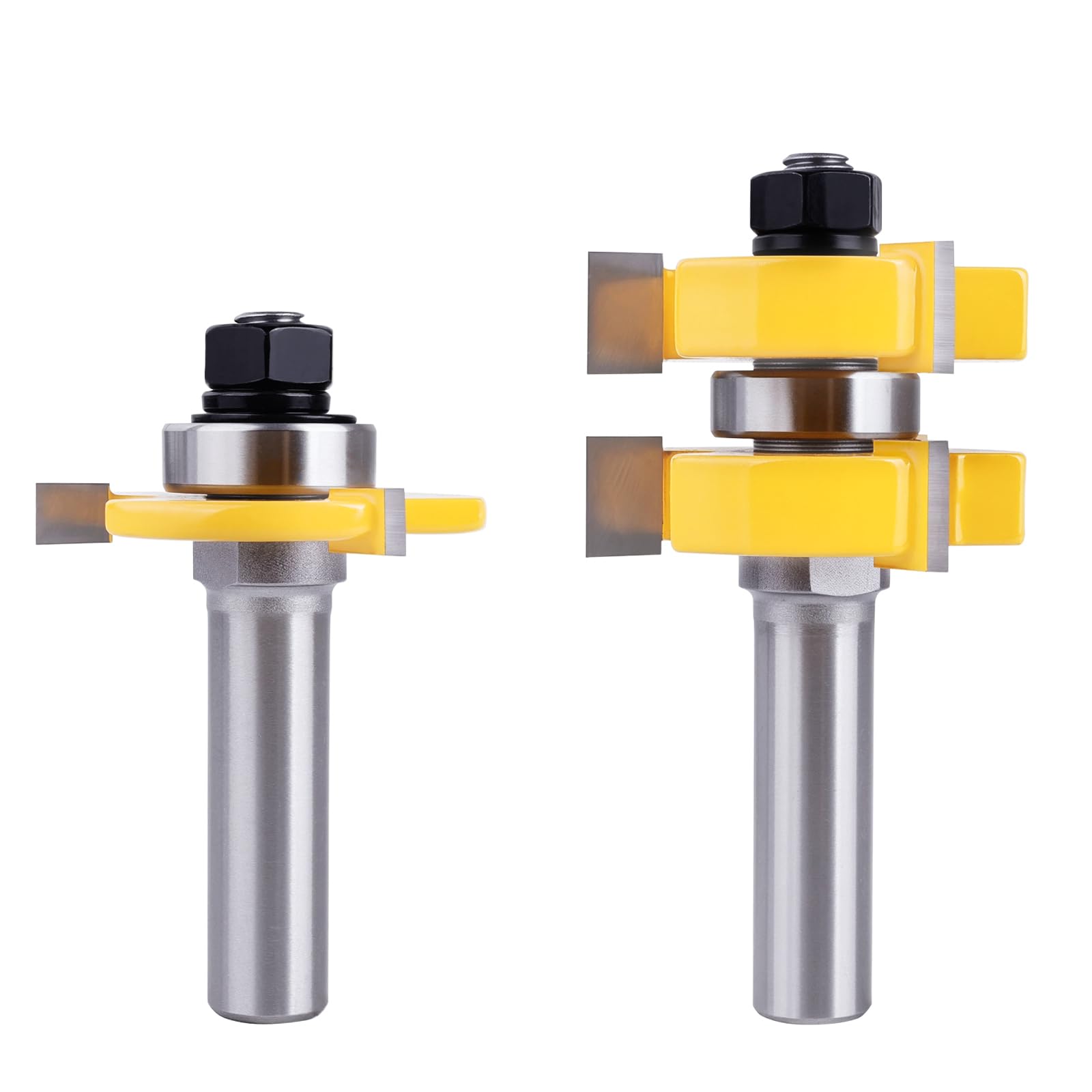 Set di 2 frese a molla, fusto da 12,6 mm, fresa per legno a forma di T regolabile a 3 denti, per la produzione di ante dell'armadio con pannelli in rilievo TS/SHD-02