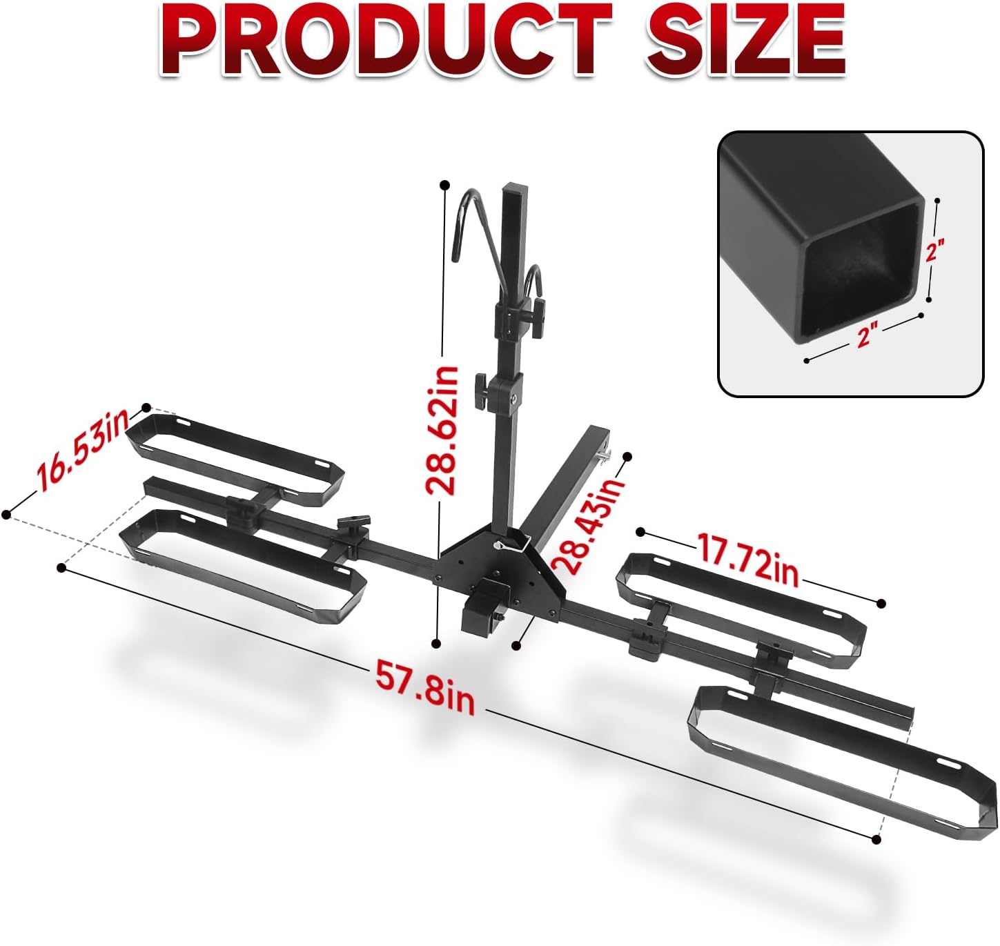 Tilting 2-Bike Hitch Mounted Bike Rack for SUV/Truck/RV - 140lb Capacity, Fits 2" Hitch Receiver, with Ratchet Straps
