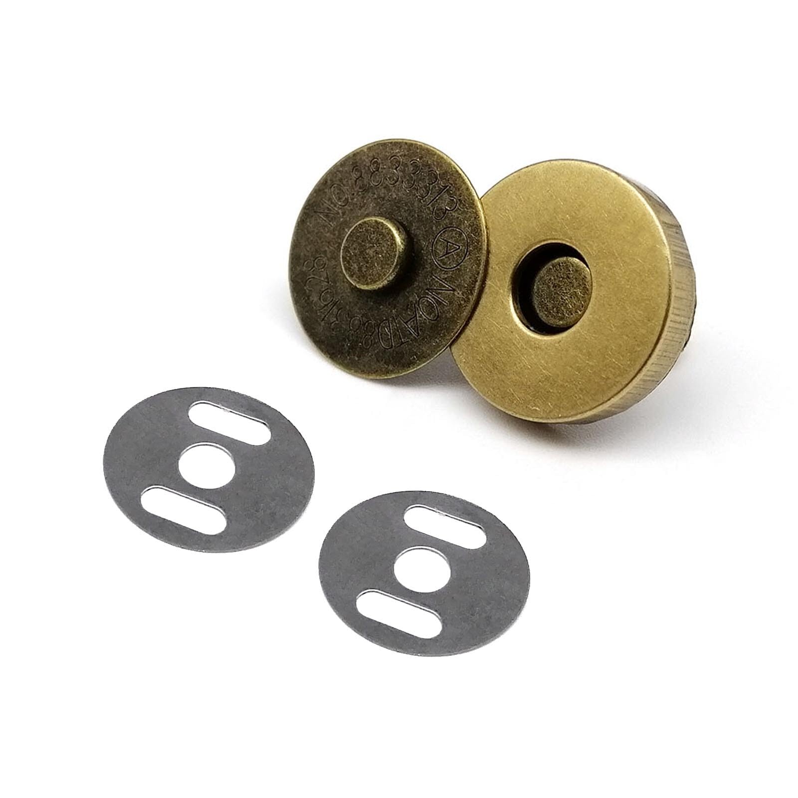 Beads4crafts Antique Brass (C126) 20 Magnetic Bag Clasp Fasteners 18Mm Replacement Handbags Press Stud Closure (Antique Brass (C126))