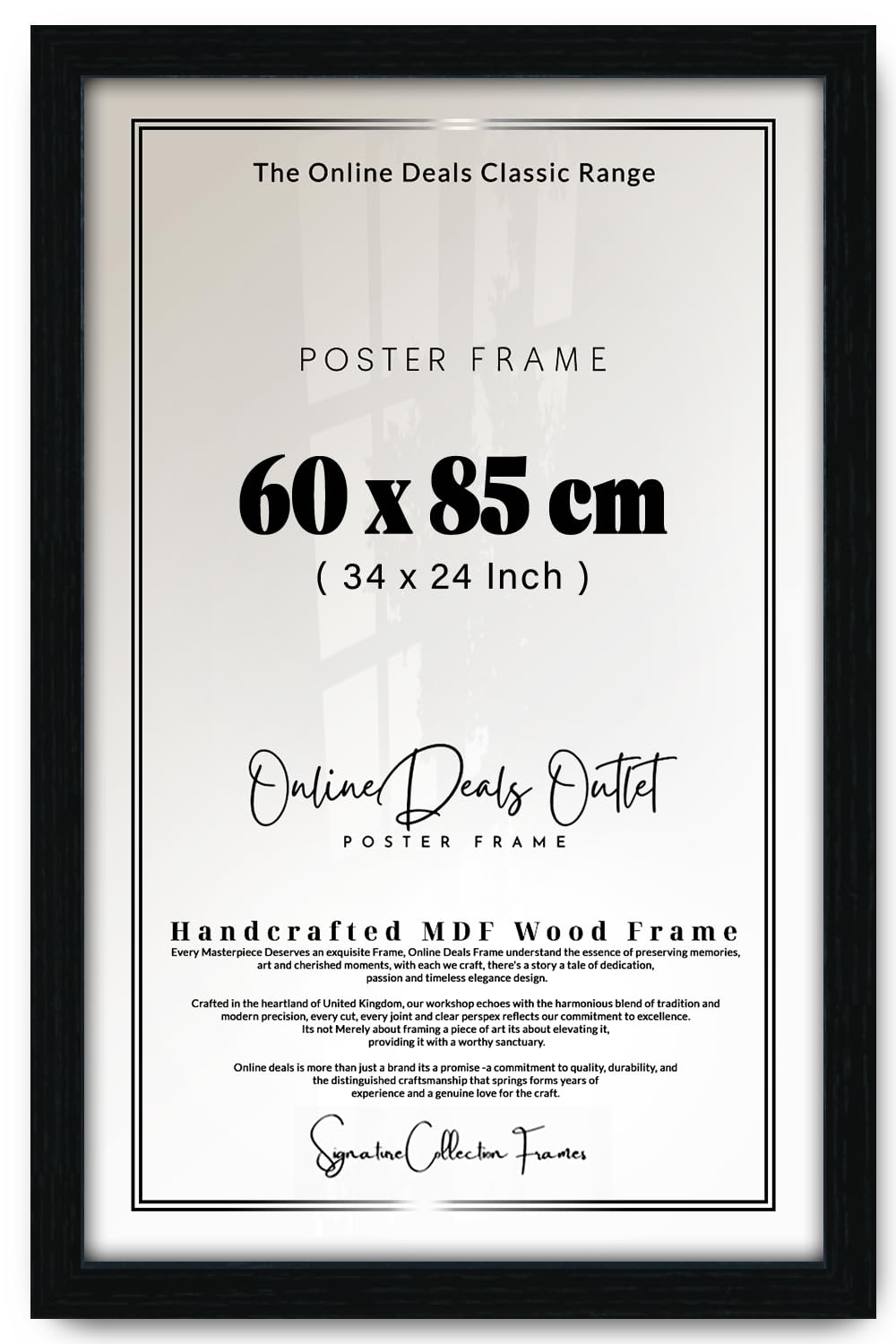 Online Deals Outlet Elevate Modern Poster Frame 85x60cm - Vintage Black Picture/Poster Frame with Wood Finish-Portrait/Landscape display Paintings, Art Galleries (Black)