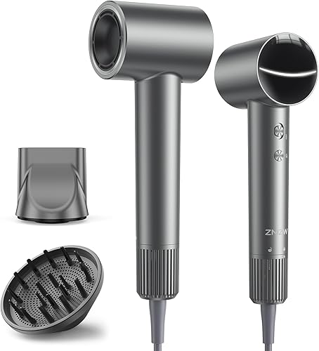 Secador de pelo, secador de pelo silencioso iónico de alta velocidad con motor sin escobillas de 160,000 RPM para secado rápido, secadores