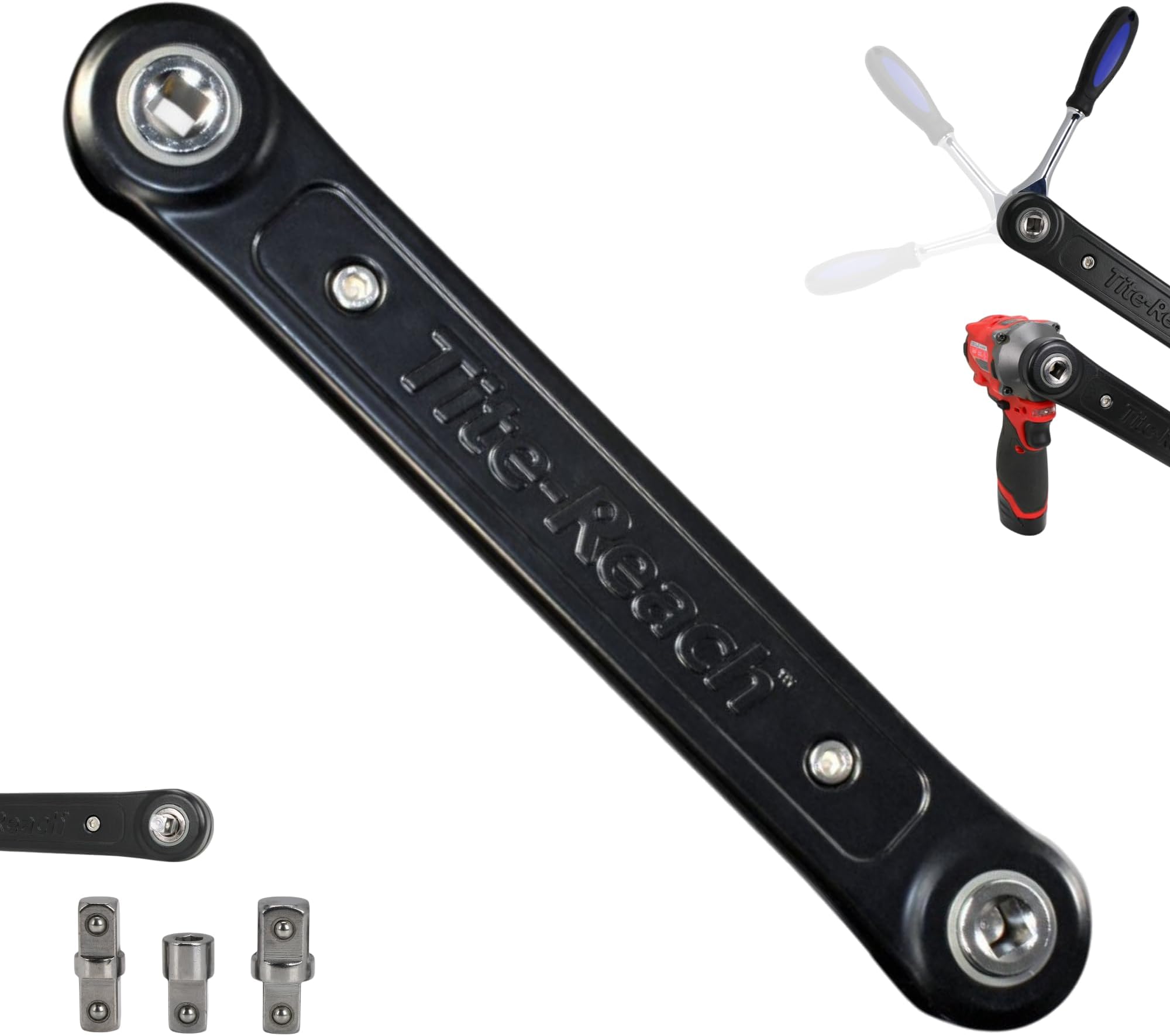 TITE-REACH Original 3/8” Drive Professional Extension Wrench, Impact Rated, Offset Ratchet Extender, Made for Tight Spaces
