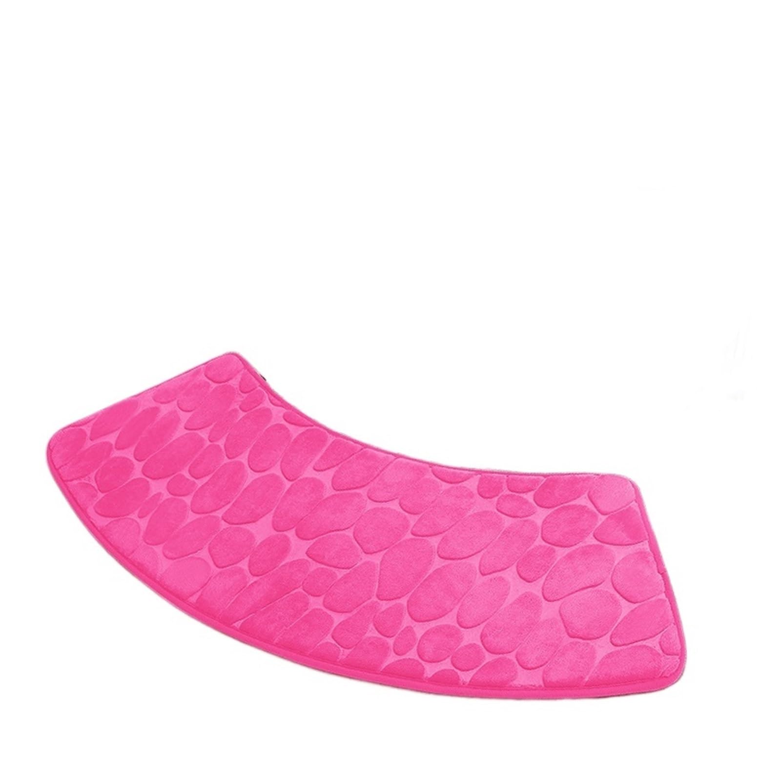 Hyfeuokf Rose Pink Bathroom Mat Curve Foot Mat Pebble Emboss Carpet Curved Bath Mat Non-Slip Absorbent Bathroom Floor Toilet Mat Curved Shower Mat(,37Cmx100cm)