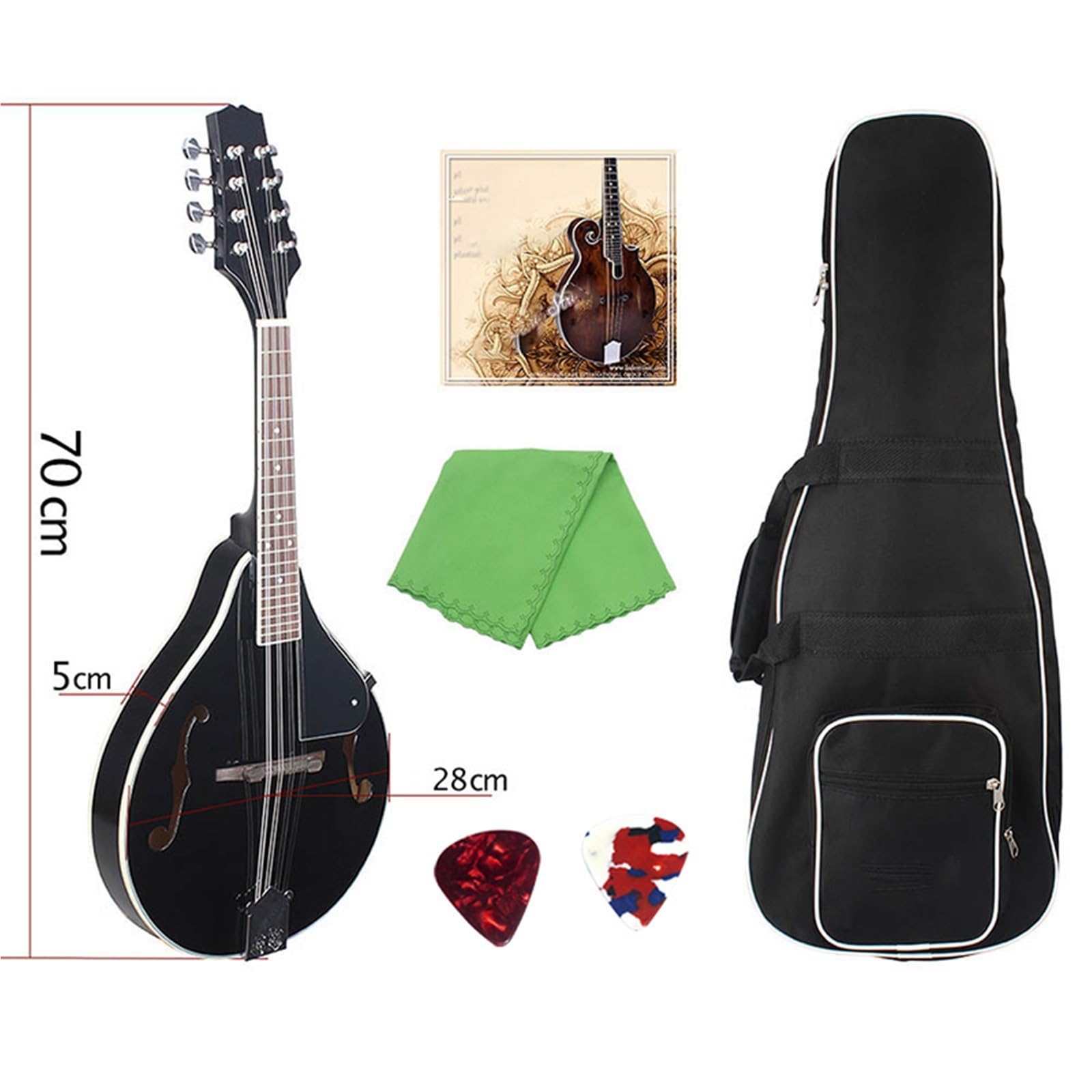 Mandoline Instrument 8-saitiges Mandolineninstrument Klavier Anfänger Übungsmandoline Professioneller Leistungstyp Mit Instrumentenzubehör