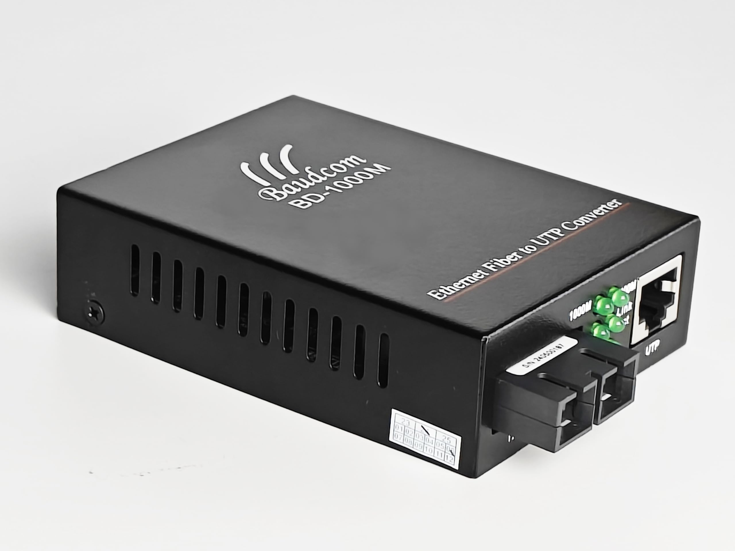 Convertidor de medios a Fibra Gigabit Ethernet 10/100/1000M, transceptores SC monomodo integrados, RJ45 a 1000Base-LX (Dual Fiber, 20KM)