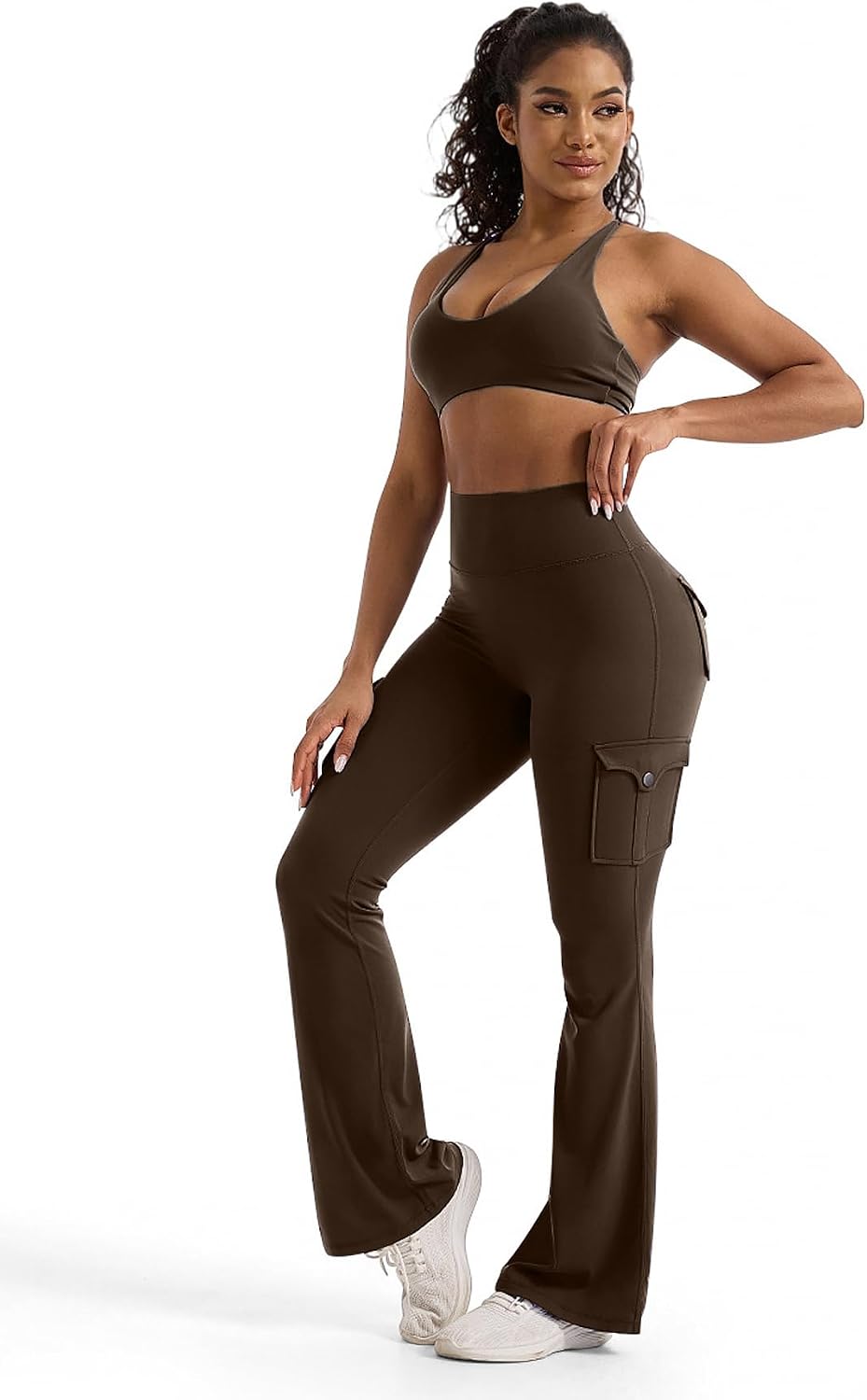 Flamingals Women's Flared Leggings Butt Lifting Cargo Pants
