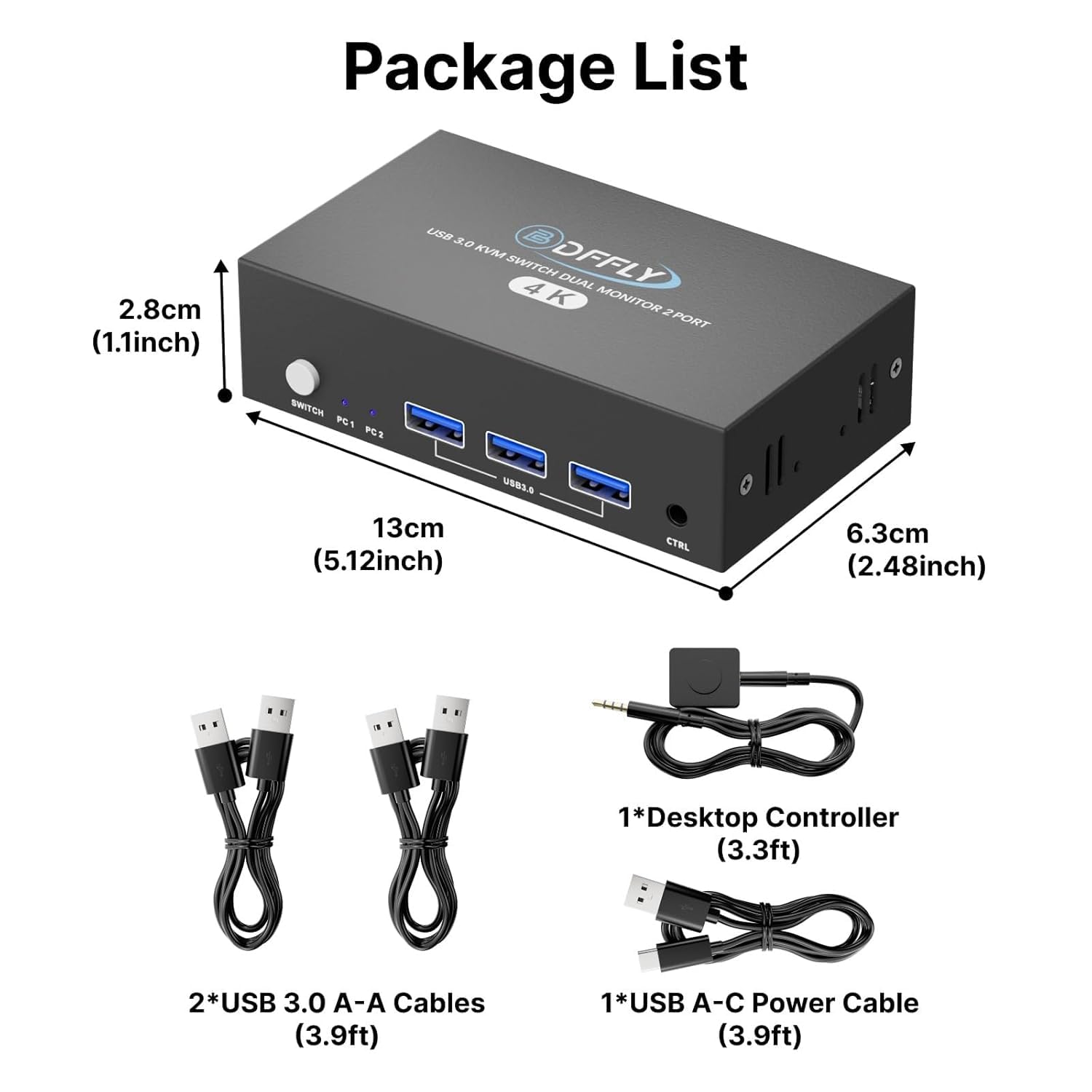 USB 3.0 HDMI KVM Switch 2 Monitors 2 Computers 4K@60Hz, KVM Switches Dual Monitor with 3 USB 3.0 Ports Sharing Keyboard and Mouse, Printer/Scanner, Desktop Controller, EDID Compatible