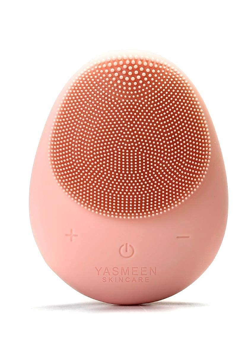 Cepillo de limpieza facial vibrante sónico de Yasmeen Skin care Co. recargable para el rostro y el acné, antienvejecimiento y masajeador facial