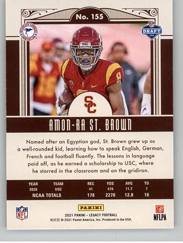 Miniatura 2 de 2021 Panini Legacy Football #155 Amon-Ra St. Brown RC Rookie USC Trojans Official NFL Trading Card (Stock Photo Used, Card is straight from Box and